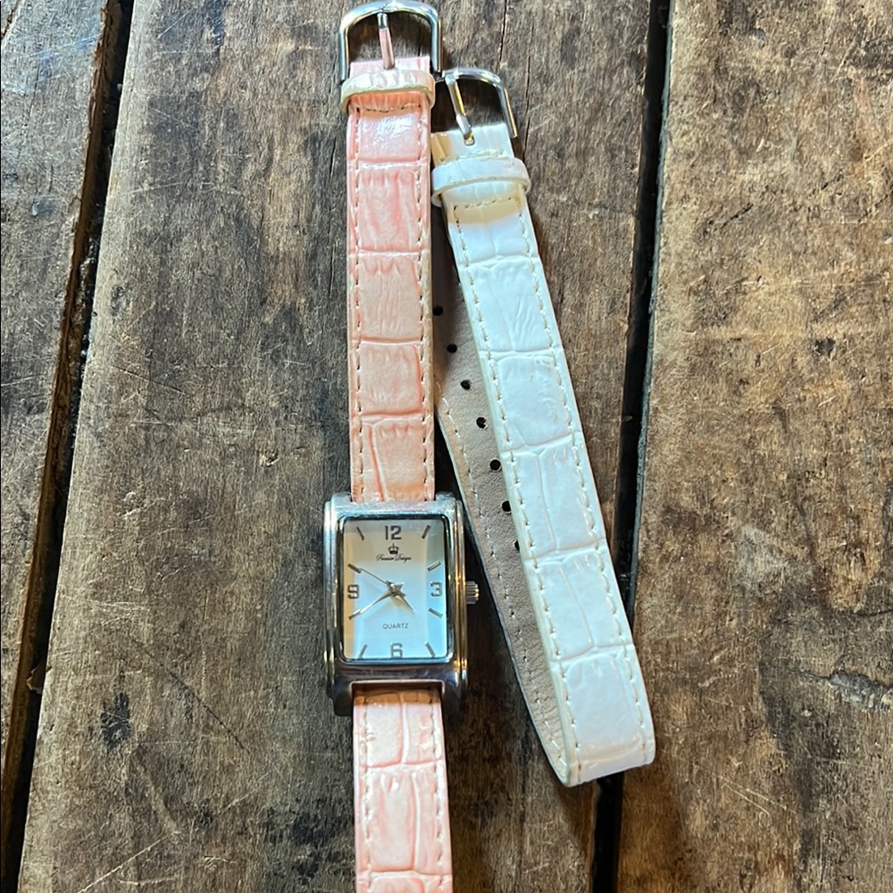 Premier Design Pink and White Crocodile Pattern Watch